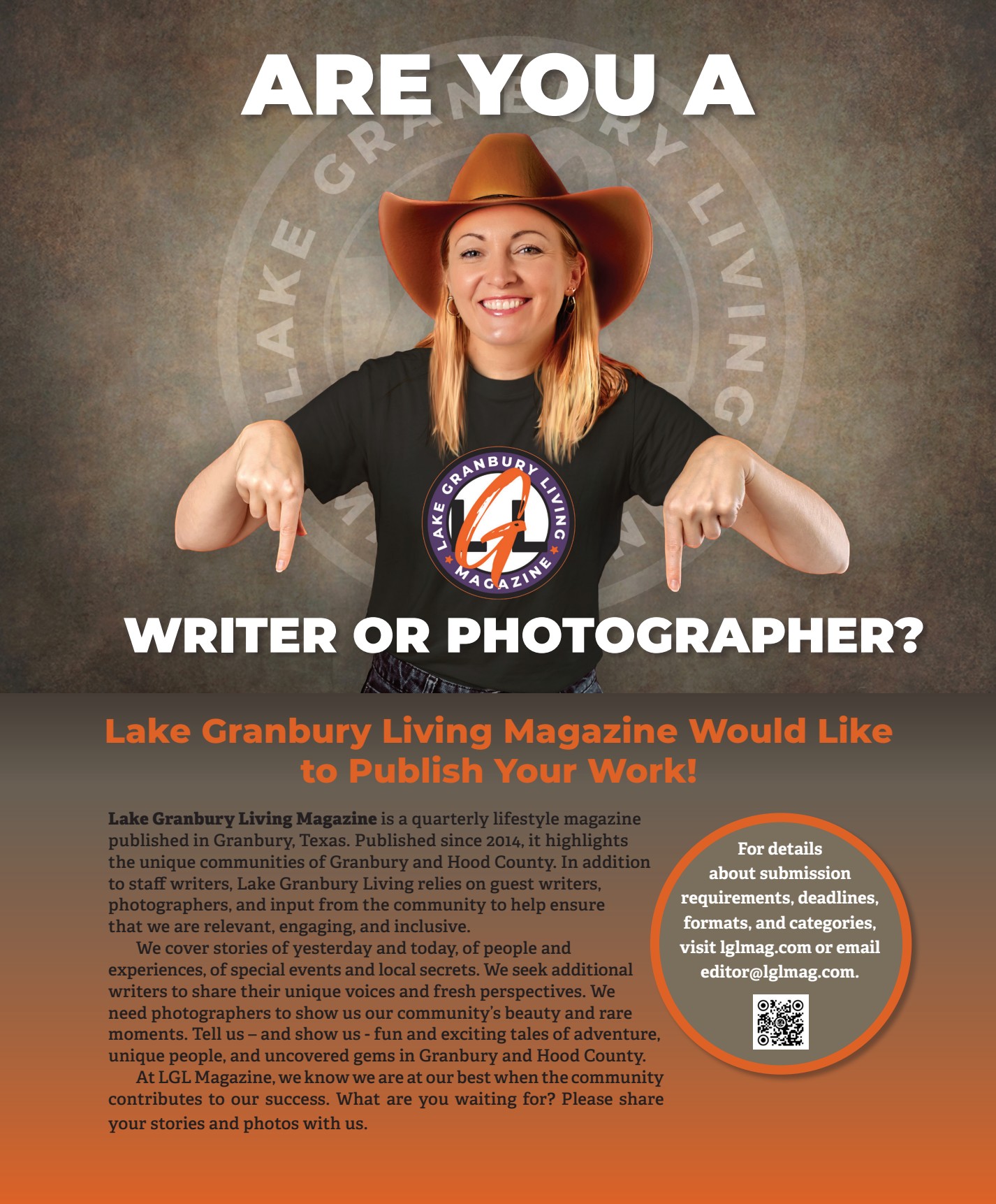 Call for writers and photographers for Lake Granbury Living Magazine